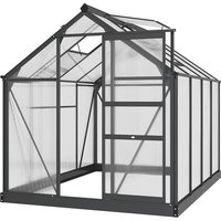 Polycarbonate Walk-In Garden Greenhouse Aluminium Frame w/ Slide Door 6 x 8ft