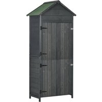 Outsunny Wooden Garden Shed Outdoor Shelves Utility Tool Storage Cabinet Grey