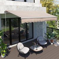 4x2.5m Retractable Manual Awning Window Door SunShade Canopy & Crank Handle