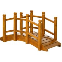 Wooden Garden Bridge Arc Footbridge with Safety Railings for Pond Creek Stream