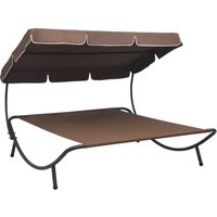 Outdoor Lounge Bed with Canopy Cream White