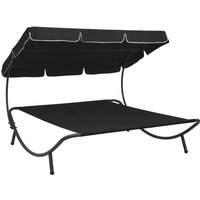 Outdoor Lounge Bed with Canopy Cream White