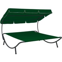 Outdoor Lounge Bed with Canopy Cream White