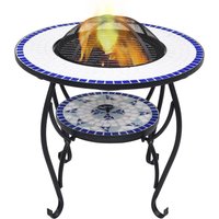 Mosaic Fire Pit Table Terracotta 68 cm Ceramic