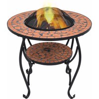 Mosaic Fire Pit Table Terracotta 68 cm Ceramic