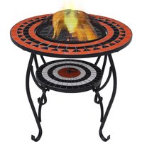 Mosaic Fire Pit Table Terracotta 68 cm Ceramic