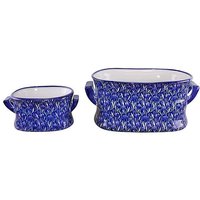 2x Planter Ceramic Blue & White with Flower Pattern