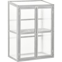 Wooden Cold Frame Greenhouse Polycarbonate Garden Grow House for Flower Vegetable Plants with Adjustable Shelf