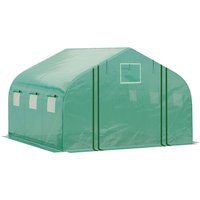 4.47 x 3 x 2m Walk-in Tunnel Greenhouse w/ Roll Up Door and 6 Windows