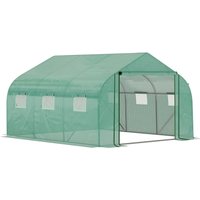 3.47 x 3 x 2m Walk-in Tunnel Greenhouse w/ Roll Up Door and 6 Windows