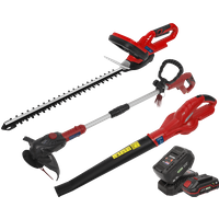 Sealey CP20V 20v Cordless 3 Piece Garden Power Tool Kit 1 x 2ah & 1 x 4ah Li-ion Charger
