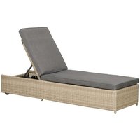 Tuscany Rattan Garden Patio Sun Lounger by Royalcraft with Grey Cushions