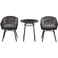 3-Pieces Outdoor PE Rattan Balcony Furniture
