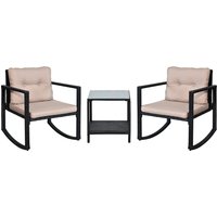 3-Pieces Rattan Garden Rocking Chair Set