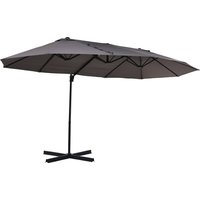 Double Canopy Offset Parasol Umbrella Garden Shade w/ Steel Pole 12 Ribs Grey