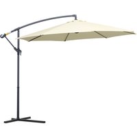 3 m Parasol Garden Sun Umbrella Banana Hanging Rattan Set Umbrella Cantilever - Cream white