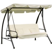 3 Seater Swing Chair 2-in-1 Hammock Bed Patio Garden Swing Seat Bed with Adjustable Canopy and Cushions