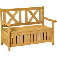 2 Seater Garden Storage Bench for Patio Wood Porch Decor Outdoor Seating