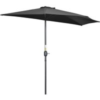 2.7m Balcony Half Parasol 5 Steel Ribs Construction Garden Outdoor Umbrella Black