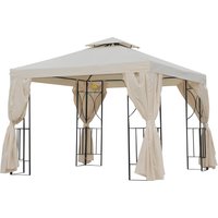 3 x 3 m Garden Metal Gazebo Marquee Patio Wedding Party Tent Canopy Shelter with Pavilion Sidewalls Beige