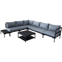 Elements Black Modular 6 Seater Corner Sofa Set with Coffee and Side Tables