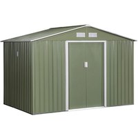Corrugated 9 x 6' Double Door Reverse Apex Garden Shed With Ventilation Steel Green by Steadfast