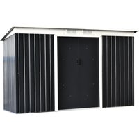 Corrugated 9 x 4' Double Door Pent Garden Shed With Ventilation Steel Dark Grey by Steadfast