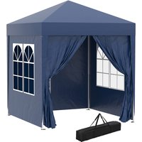 2m x 2m Garden Pop Up Gazebo Marquee Party Tent Wedding Awning Canopy New With free Carrying Case Blue + Removable 2 Walls 2 Windows