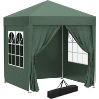 2m x 2m Garden Pop Up Gazebo Marquee Party Tent Wedding Awning Canopy New With free Carrying Case Green + Removable 2 Walls 2 Windows