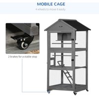 Cosy 180cm Bird Aviary Cage Wheeled Grey & Black by Pawhut