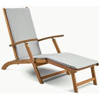 Grey Sun Lounger Steamer Chair With Cushion