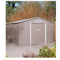 Rowlinson Trentvale 10X12Ft Metal Apex Shed - Light Grey