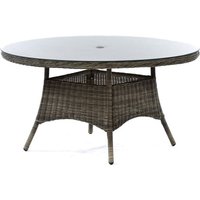 Ryker Rattan Dining Table Large Round In Brown With Glass Top