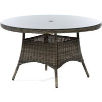 Ryker Rattan Dining Table Round In Brown Weave With Glass Top