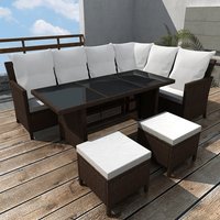 Kirkby Rattan 4 Piece Garden Lounge Set With Cushions In Brown