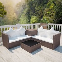 Neath Rattan 4 Piece Garden Lounge Set With Cushions In Brown