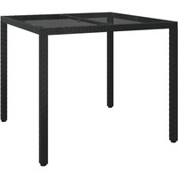 Bexter Glass Top Garden Dining Table Square In Black