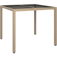 Bexter Glass Top Garden Dining Table Square In Beige