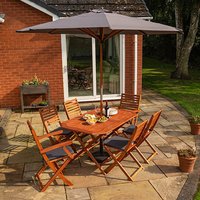 Plumley Set Grey Cushions, Parasol & 15Kg Base