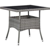 Beile Outdoor Glass Top Dining Table In Grey Poly Rattan