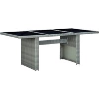 Cielo Garden Glass Top Dining Table In Light Grey Poly Rattan