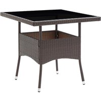 Beile Outdoor Glass Top Dining Table In Brown Poly Rattan