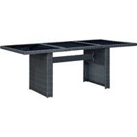 Cielo Garden Glass Top Dining Table In Dark Grey Poly Rattan