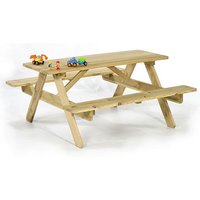 Calais Kids Scandinavian Pine Picnic Table With Benches
