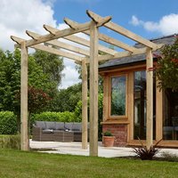 Wymondham Wooden Traditional Pergola Canopy In Natural Timber