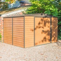 Watten Metal 10x8 Apex Shed With Floor In Wood Grain
