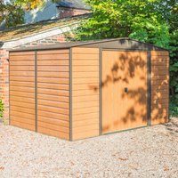 Watten Metal 10x12 Apex Shed With Floor In Wood Grain