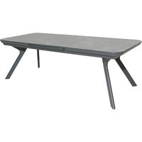 Rykon Outdoor Extending Glass Dining Table In Grey Ceramic Effect
