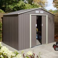 Thorpe Metal 8x6 Apex Shed In Light Grey