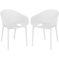 Shipley Outdoor White Stacking Armchairs In Pair